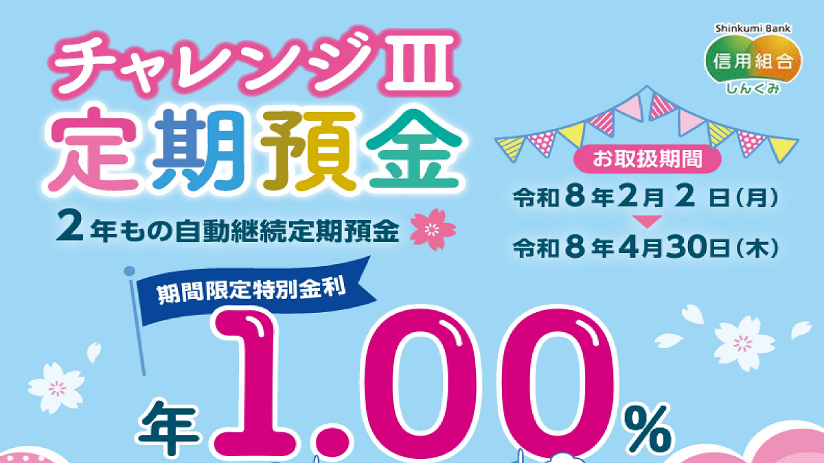 期間限定特別金利『チャレンジⅢ定期預金』